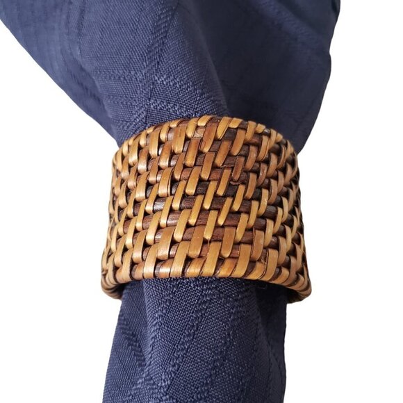 Woven Rattan Round Napkin Rings Set of 4 - Picture 2 of 6